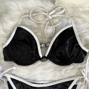 NEW Mossimo Two Tone Contrast Push Up Bikini Bathing Suit Swim Top Black XS NWOT